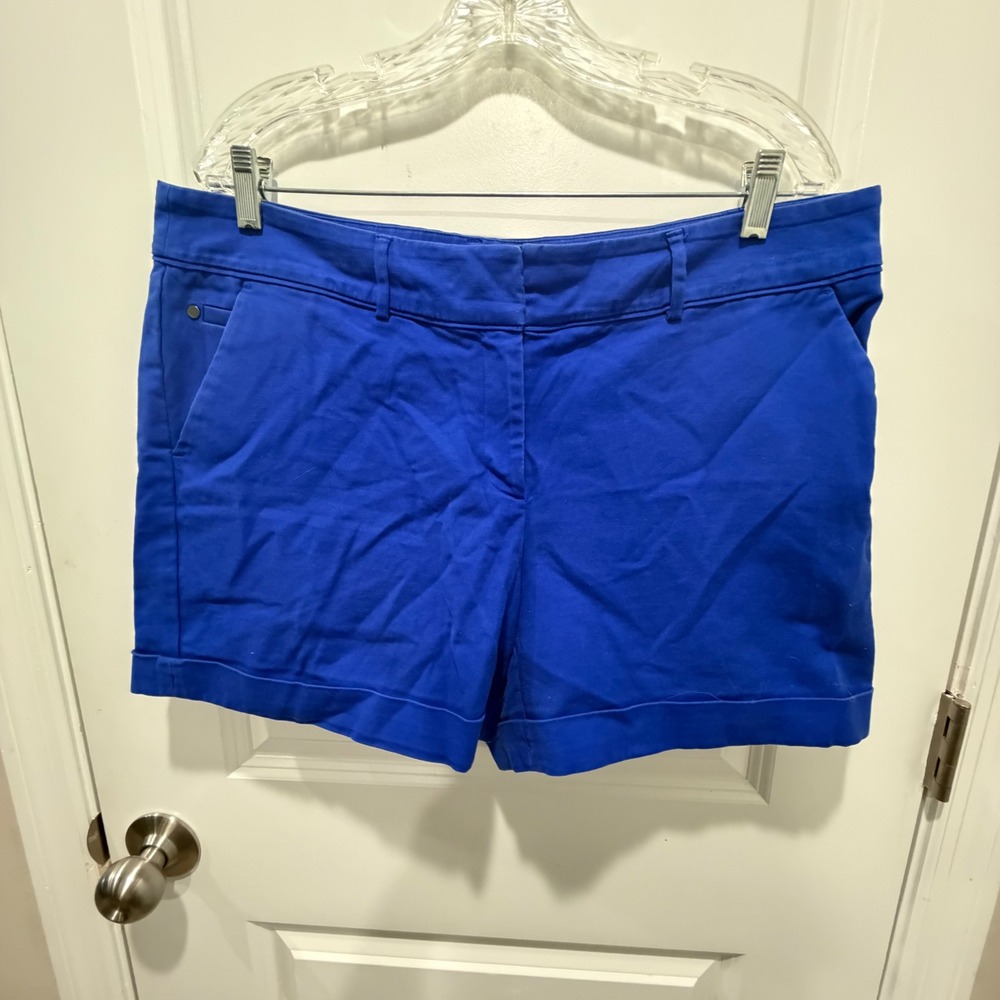 Apt. 9 Womens Shorts Royal Blue Cotton Stretch Cuffed Chino Size 16